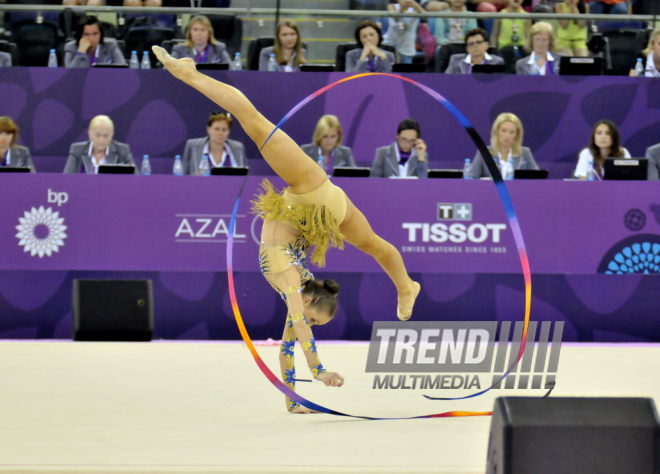 Avropa Oyunlarında bədii gimnastika üzrə lentlə hərəkətlər. Bakı, Azərbaycan, 21 iyun 2015